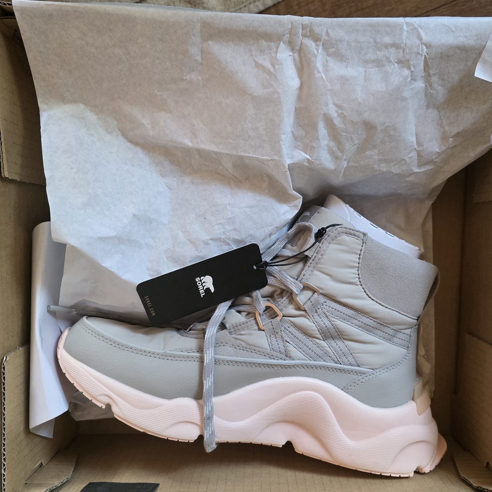 SOREL RNEGD Lace Storm Sneaker Bootie In Dove/Peach FITS SIZE 9 - Picture 3 of 15